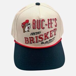 Buc-ee's Beige and Navy Brisket Embroidered Trucker Hat